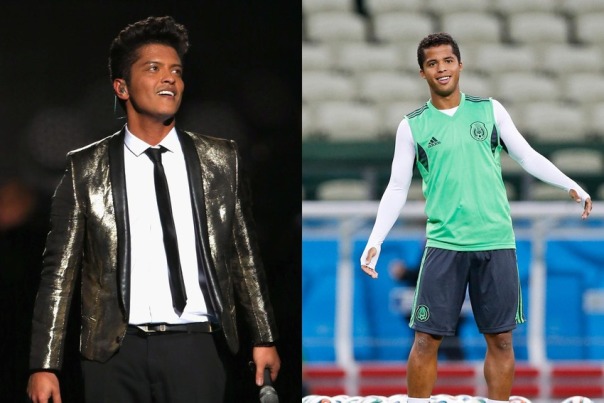 Le star del calcio e il loro sosia hollywoodiani Bruno Mars e il messicano Giovani Dos Santos