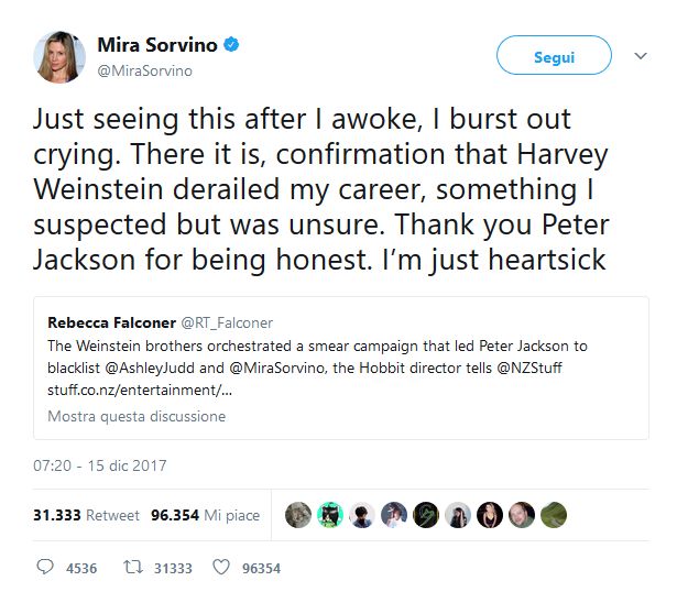 Peter Jackson accusa Weinstein